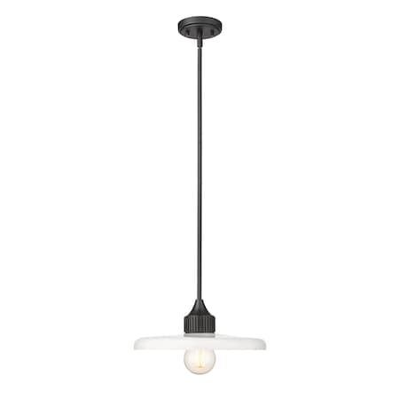 Z-Lite Paloma Pendant, 1-Light, 14 In.W x 6.25 In.H, Matte Black/Gloss Opal 820P14-MB